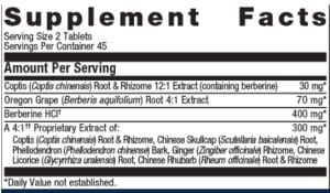 nutritional information label