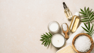 candles, scrubs, oils, and other skincare products