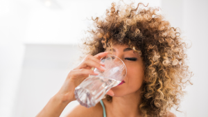 women drinking water