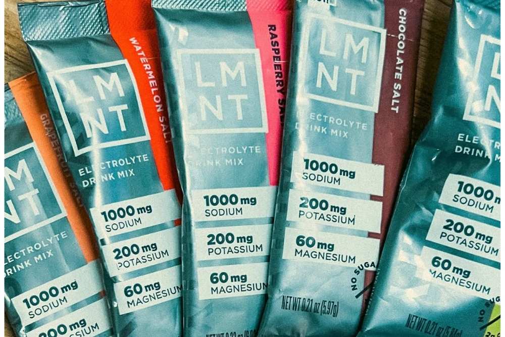 several LMNT electrolyte packets in a stack